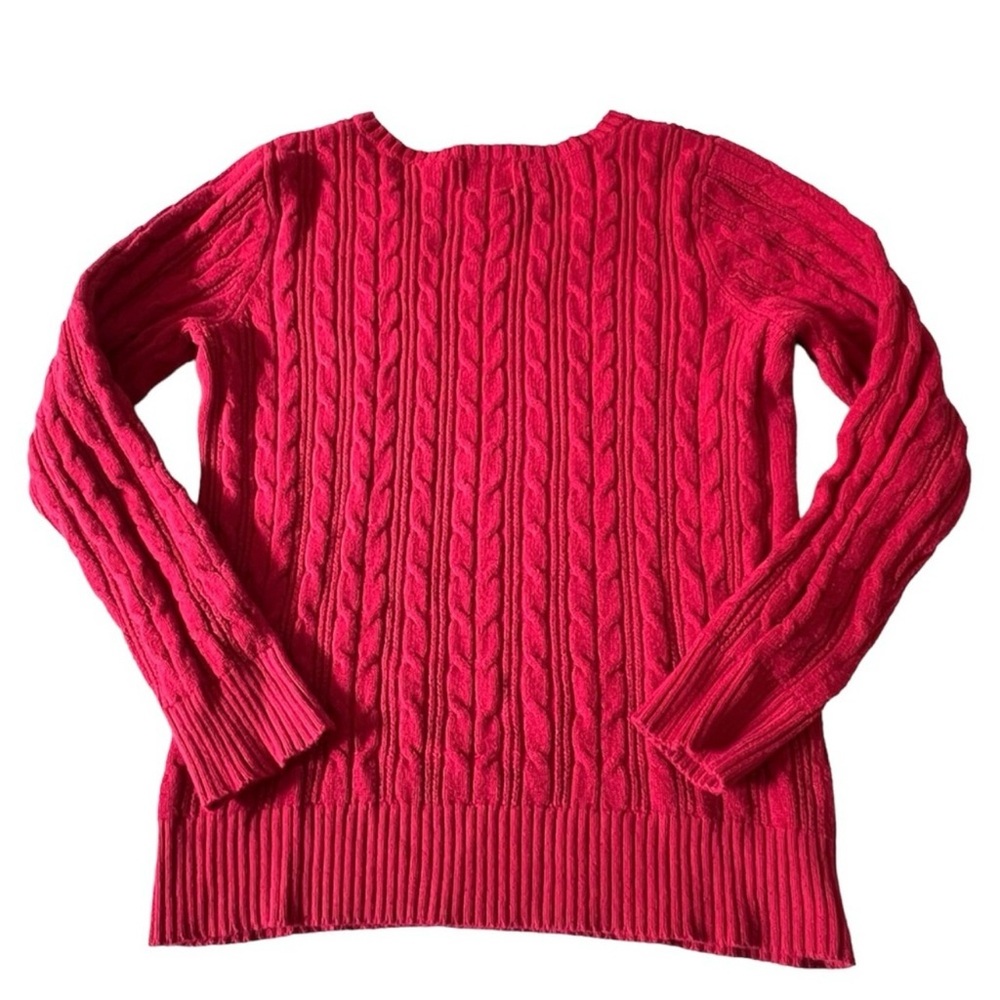 🔴 6/$25 SALE St. John's Bay V-Neck Cable Knit Sweater Red - Picture 4 of 10